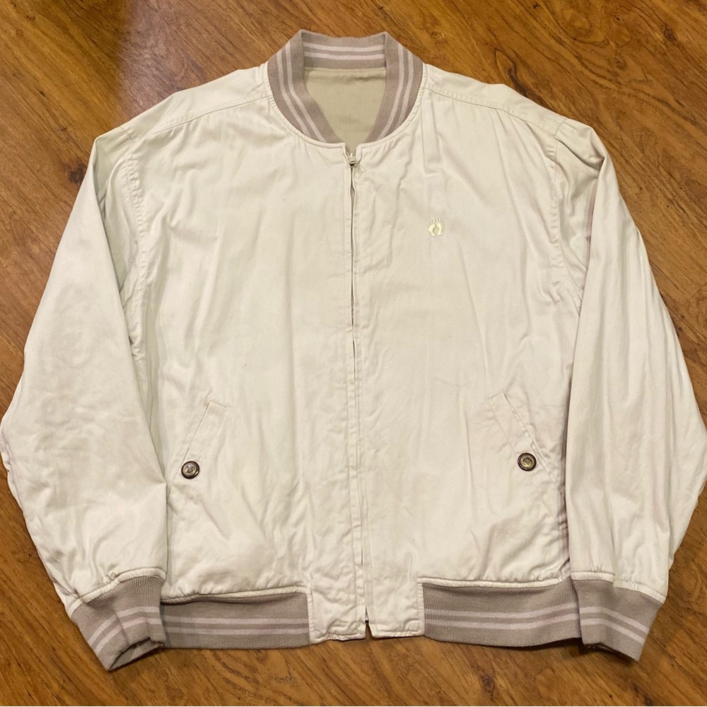 Vintage 90’s Hang Ten Surf Jacket Reversible Khaki Beige L Skate Authentic